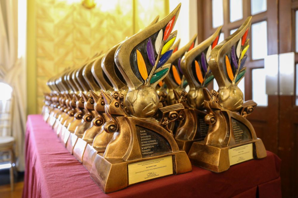 The Ani ng Dangal trophy displayed at the Metropolitan Theater Ballroom last February 27, 2026. Photo by Jonathan Vergara | NCCA Public Affairs and Information Office.
